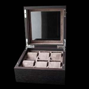 Menswear: Watch Box - Tawbury Grove 6 Slot with Glass Lid - Kassod Wood