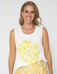 Clothing: Stella + Gemma | Tank | White Pressed Flower Wreath