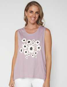 Stella + Gemma | Tank | Lilac Grey Daisy Spot