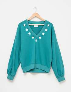 Stella + Gemma | Thea V-Neck | Teal Stars