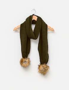 Clothing: Stella + Gemma | Loxy Scarf | Olive with Natural Pompoms