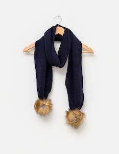 Clothing: Stella + Gemma | Loxy Scarf | Navy with Natural Pompoms