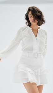 Clothing: Mink Pink | Fatima Frill Mini Dress | Ivory