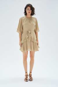 Mink Pink | Abba's Raglan Sleeve Mini Dress | Soft Khaki