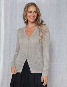 Clothing: Stella + Gemma | Beverly Cardigan | Mushroom Lurex