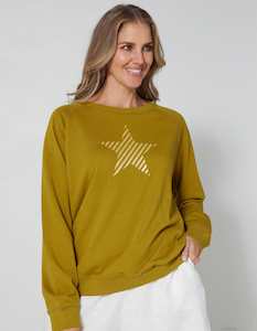 Stella + Gemma | Sweater | Olive Gold Stripe Star