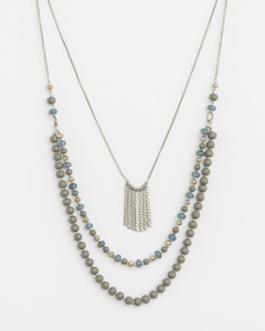 Stella + Gemma | Grey Multi Bead/Gold Necklace