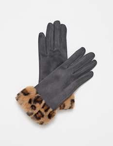 Clothing: Stella + Gemma | Gloves | Grey w Leopard Fur