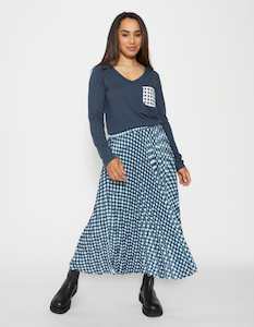 Clothing: Stella + Gemma | Long Sleeve Top | Navy w/Gingham Pocket