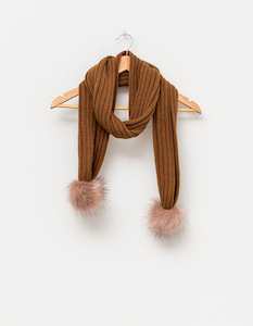 Stella + Gemma | Lacy Scarf | Rust with Blush Pompoms