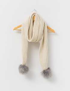 Clothing: Stella + Gemma | Lacy Scarf | Cream with Grey Pompoms