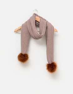 Stella + Gemma | Lacy Scarf | Blush with Rust Pompoms