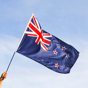 Flag or banner: Large Hand-held New Zealand Flag 1200x600mm