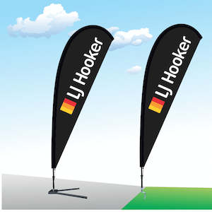 LJHooker Flag Black - Large Teardrop Flag Kitset