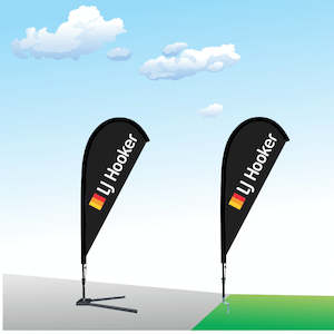 Flag or banner: LJHooker Flag Black - Small Teardrop Flag Kitset