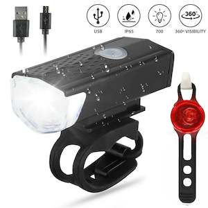 Internet only: USB Rechargeable LED Bicycle Headlight Bike Head Light Front Rear Lamp Cycling