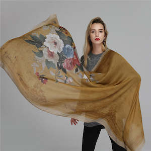 Women Satin Printing Breathable Outdoor Lightweight Scarf