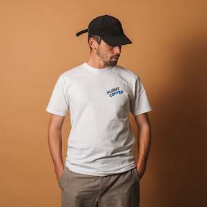 Coffee: White surf person tee