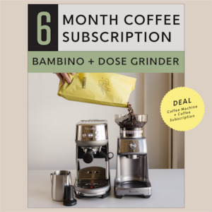 Breville Bambino Machine + Dose Grinder + 6 Month Coffee Subscription