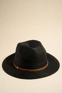 Marilyn Black Woven Panama Hat