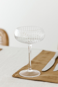 Ribbed Clear Champagne Coupe Glass set4