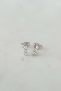 Drop Silver Pearl Small EOL Stud Earrings