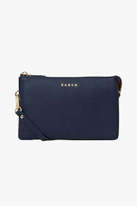 Tilly Multi Pocket Midnight Blue Leather Crossbody Clutch