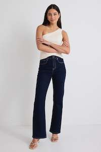 Clothing: Farah Indigo High Rise Soft Flare Jean