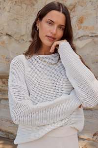 Clothing: Dawn Ivory Crochet Knit Jumper