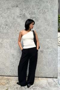 Clothing: Instinctive Black Recycled Stretch Back Wide Leg Pant