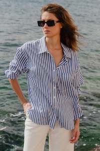 Clothing: You Got This Blue Stripe Cotton Oversized Shirt