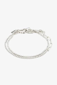 Clothing: Rowan Crystal Silver Plated 2 in 1 Bracelet