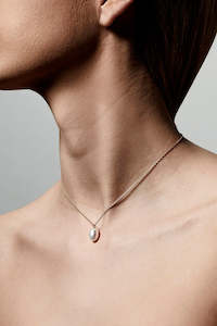 Clothing: Eila Pi Gold Pearl Drop Necklace