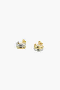 Clothing: Two Tone 18k Gold Plated Curve Earrings