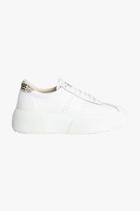 2822 Club 5 White with Faux Reptile Trim Sneaker