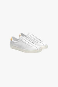 2843 White Yellow Trim Comfort Leather Sneaker