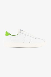 Clothing: 2843 Club S Comfort White with Green Flash Leather Sneaker