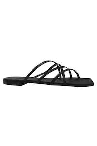 Clothing: Juniper Black Strappy Flat Slide