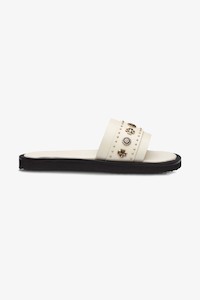 Cleo Off White Leather Slide with Gold Charms