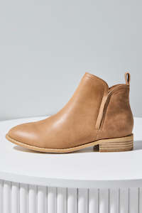 Clothing: Douglas Tan Leather Ankle Boot