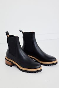 Linear Black Chelsea Elastic Ankle Boot