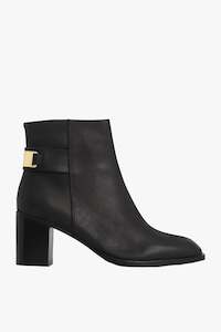 Clothing: Elsie Mid Heel Black Ankle Boot