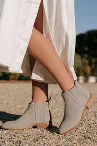 Clothing: Delilah Sage Suede Leather Ankle Boot