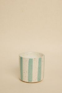 Blue Stone Stripe Small Ceramic Soy Wax Candle