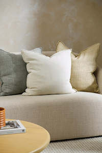 Cassia Almond Feather Inner 55x55cm Linen Cushion