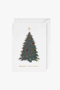 Clothing: White with Green Christmas Tree Mini Greeting Card