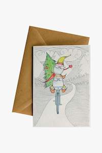 Clothing: Elves Bike Greeting Card