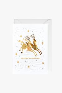 White Gold Reindeer Mini Christmas Card