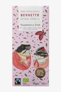 Clothing: Fairtrade Raspberries in Dark Chocolate (Pink) 100gm