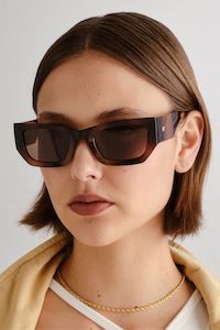 Clothing: Beachcomber Tort Rectangular Polarised Lens Sunglasses